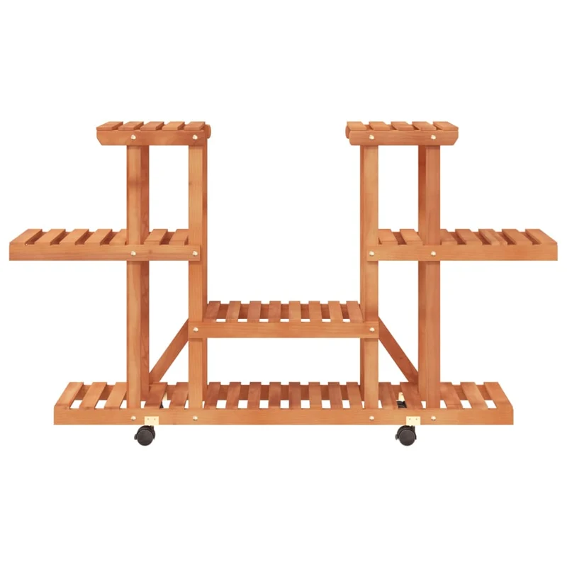 Support à fleurs meuble plante avec roues 110 x 25 x 78 cm bois massif de sapin marron 02_0045229