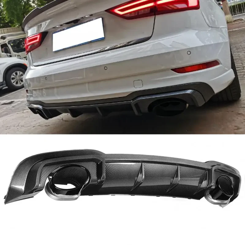 Diffuseur Arriere Style RS3 8V Embouts Carbone Chrome