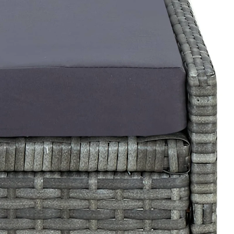 Transat chaise longue bain de soleil avec coussin résine tressée gris 02_0012199