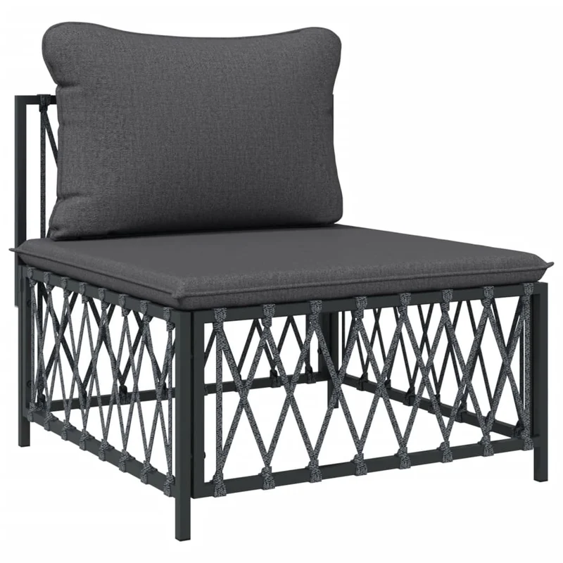Salon de jardin meuble d'extérieur ensemble de mobilier 7 pièces avec coussins anthracite acier 02_0017067