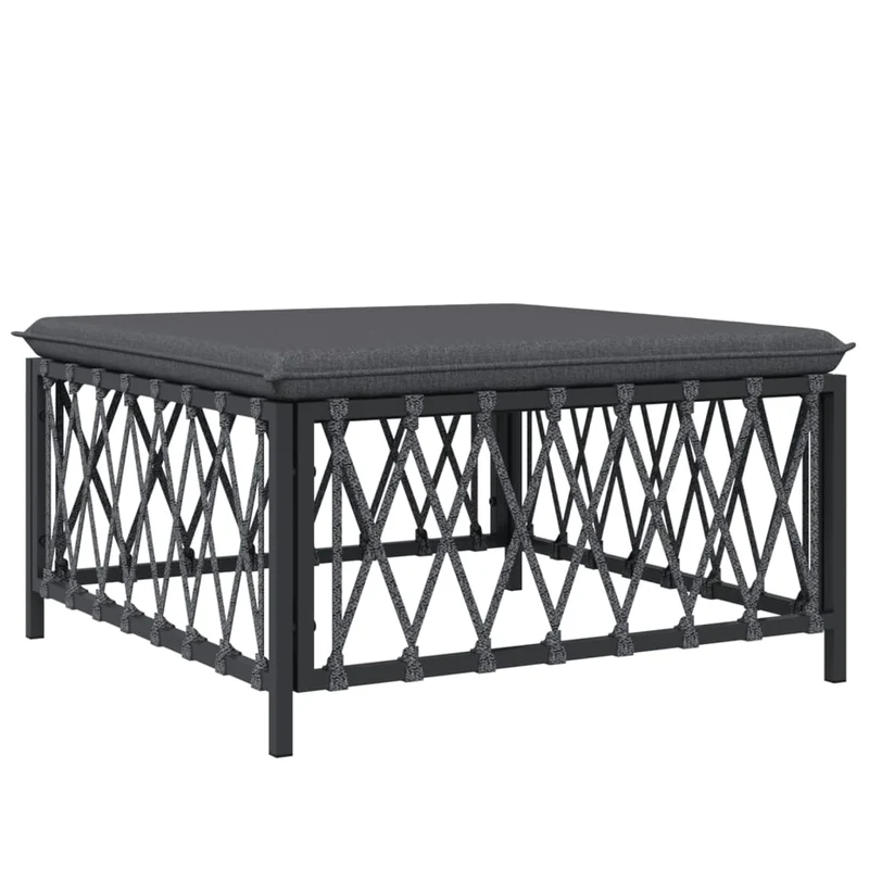 Salon de jardin meuble d'extérieur ensemble de mobilier 7 pièces avec coussins anthracite acier 02_0017067