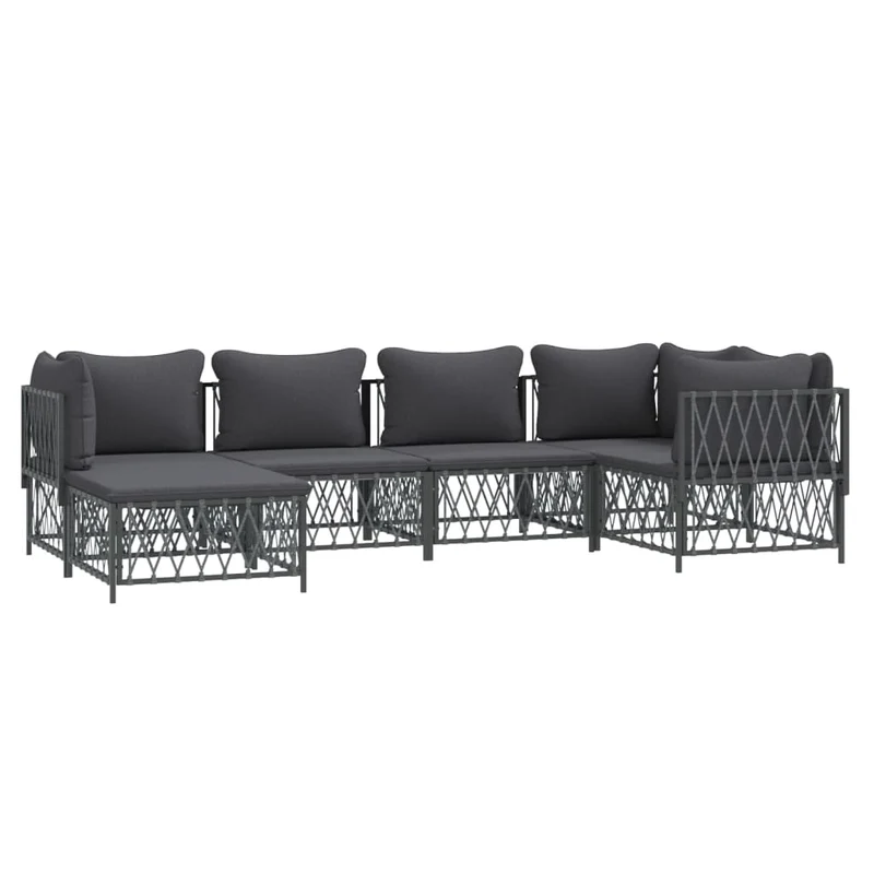 Salon de jardin meuble d'extérieur ensemble de mobilier avec coussins 6 pièces anthracite acier 02_0018313