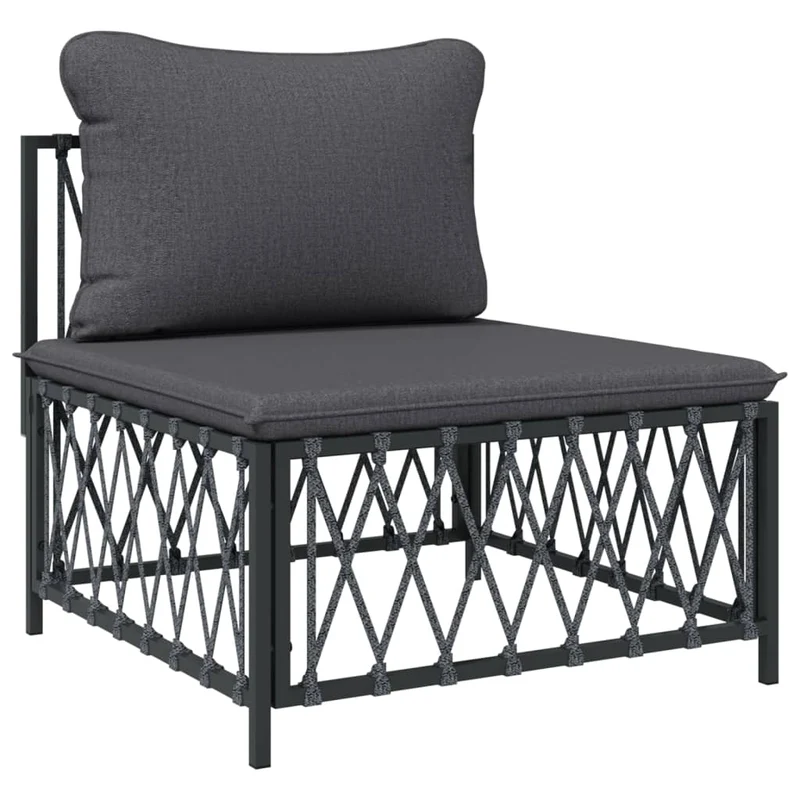 Salon de jardin meuble d'extérieur ensemble de mobilier avec coussins 6 pièces anthracite acier 02_0018313