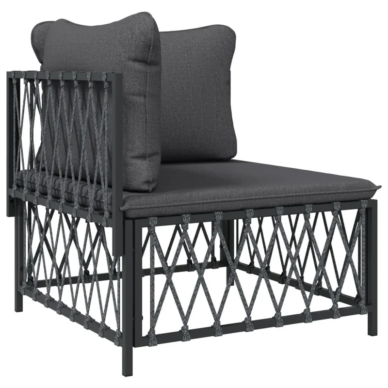Salon de jardin meuble d'extérieur ensemble de mobilier avec coussins 6 pièces anthracite acier 02_0018308