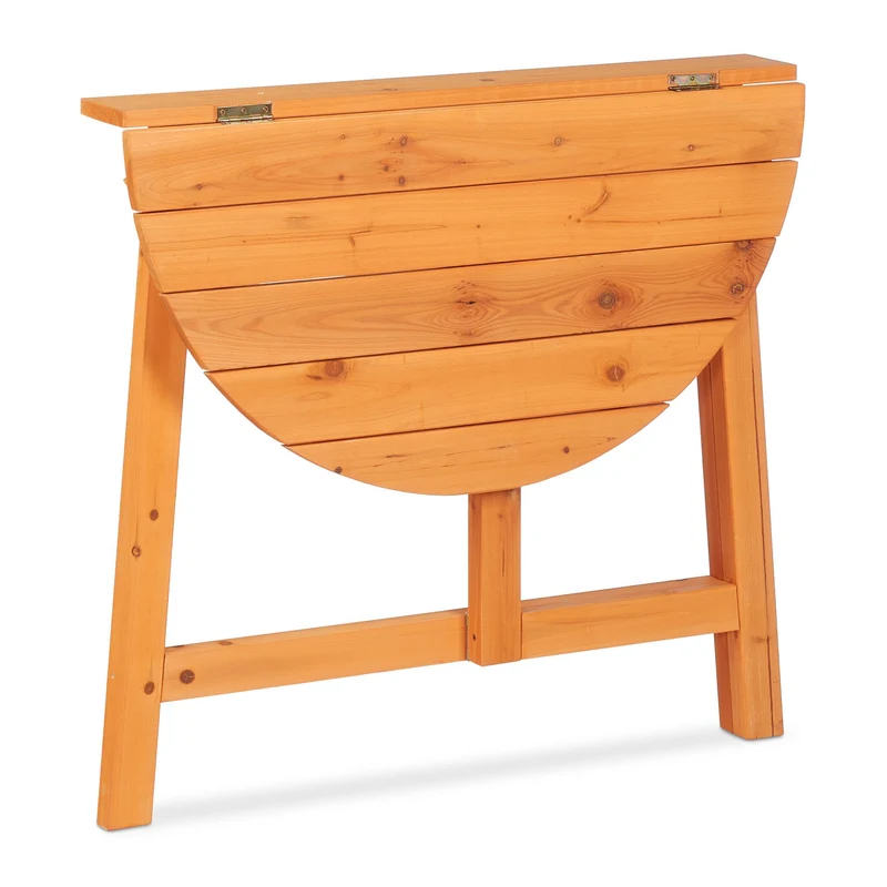 Table pliante demi-lune extérieure pratique 80 x 40 x 75 cm en bois naturel 13_0011616