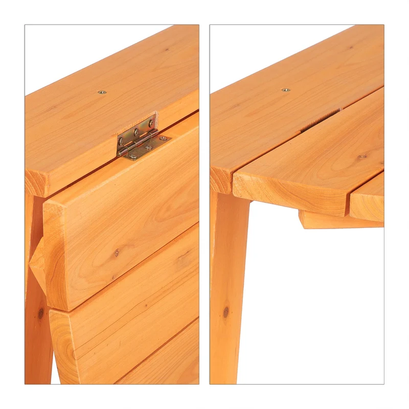 Table pliante demi-lune extérieure pratique 80 x 40 x 75 cm en bois naturel 13_0011616