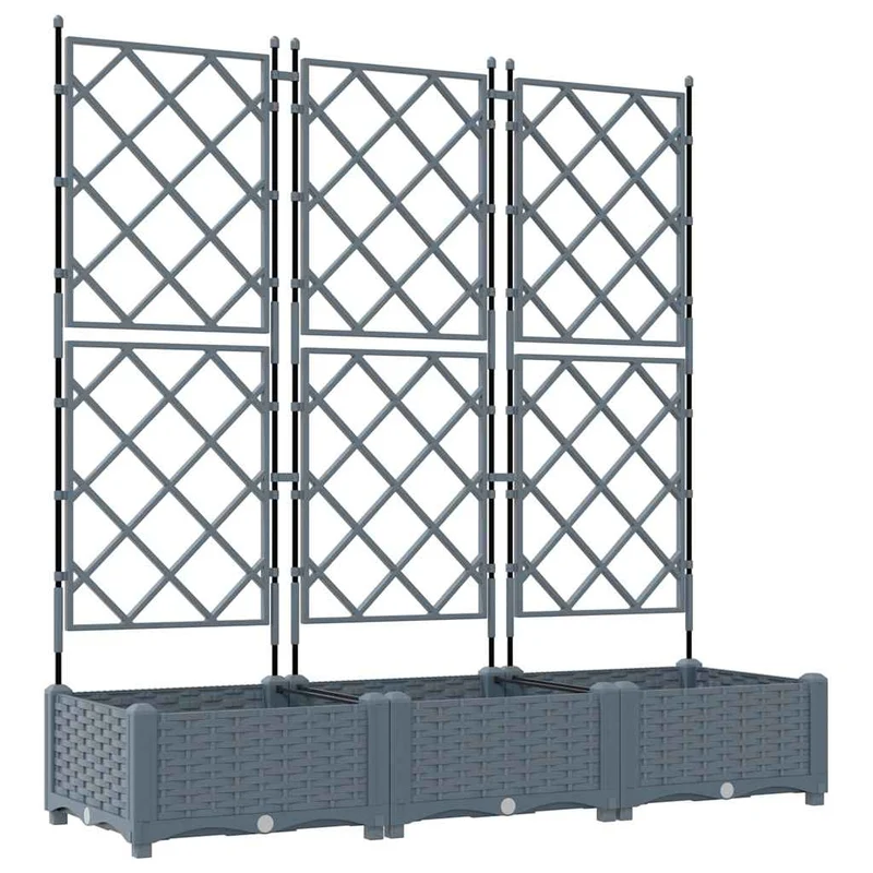 Lot de 3 cache-pots de jardin moderne 120 x 40 x 125,5 cm design chic extérieur en acier gris clair 02_0058583