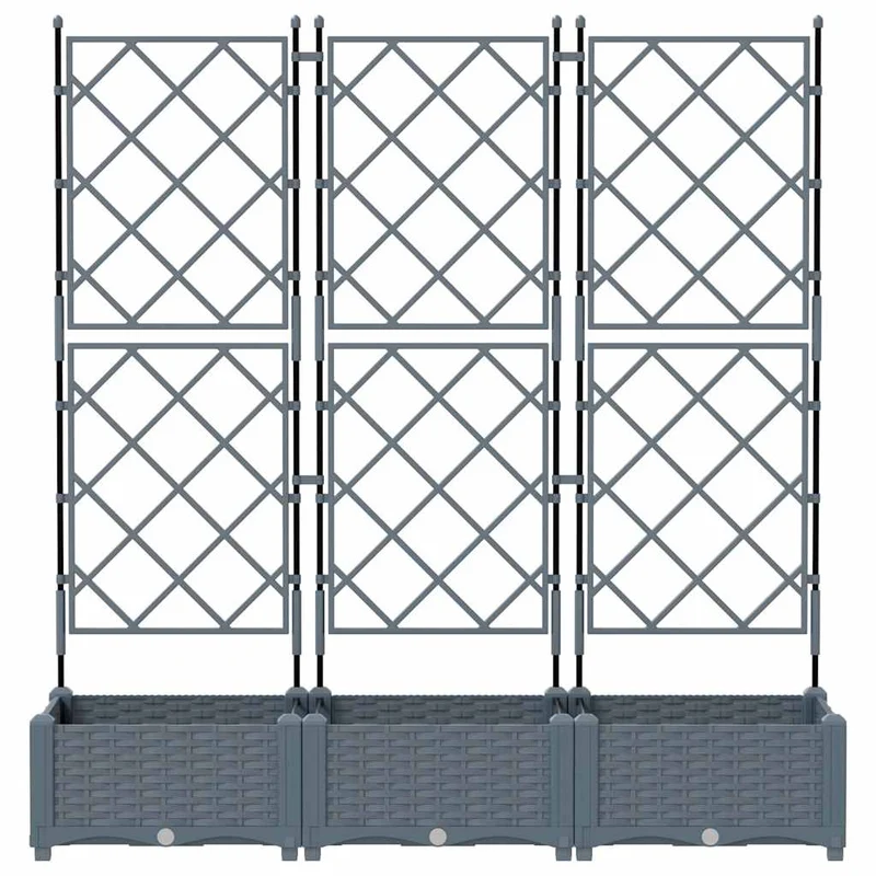 Lot de 3 cache-pots de jardin moderne 120 x 40 x 125,5 cm design chic extérieur en acier gris clair 02_0058583