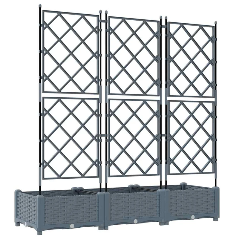 Lot de 3 cache-pots de jardin moderne 120 x 40 x 125,5 cm design chic extérieur en acier gris clair 02_0058583