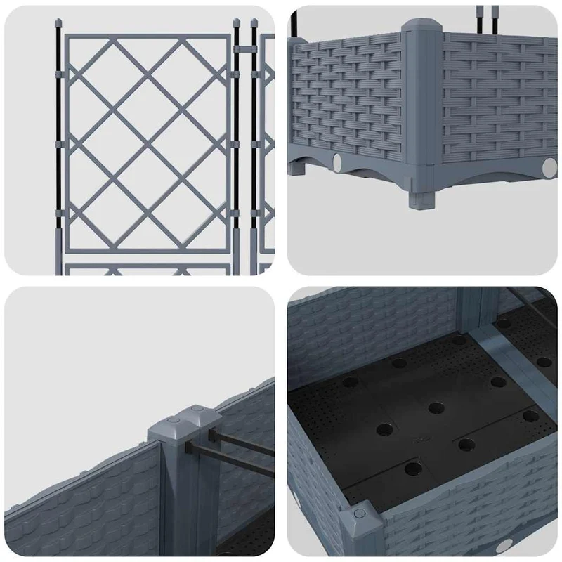 Lot de 3 cache-pots de jardin moderne 120 x 40 x 125,5 cm design chic extérieur en acier gris clair 02_0058583