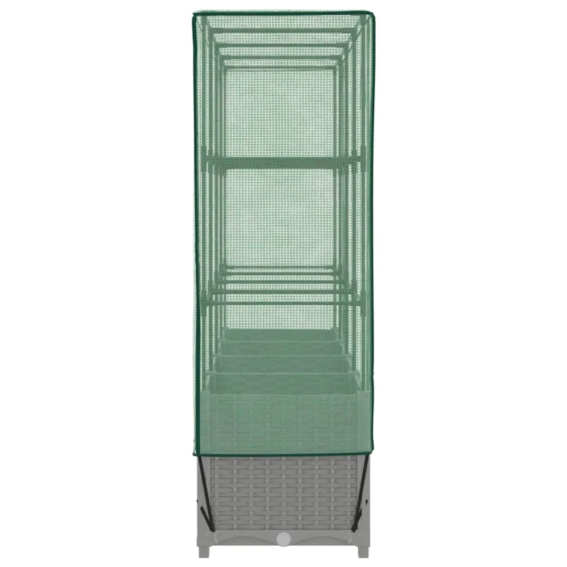 Jardinière bac lit surélevé plantes fleurs terrasse jardin surélevée avec housse aspect rotin 160 x 40 x 138 cm gris clair 02_0038754