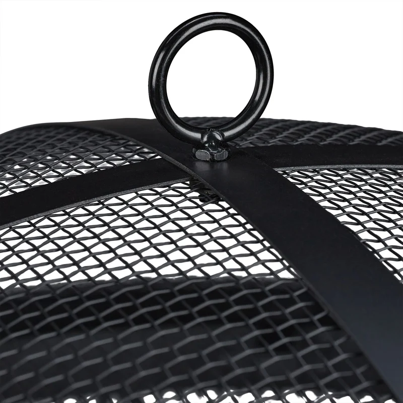 Brasero en métal pour extérieur jardin terrasse 70 x 70 x 30 cm avec grillage protecteur ambiance conviviale en acier noir 13_0009098