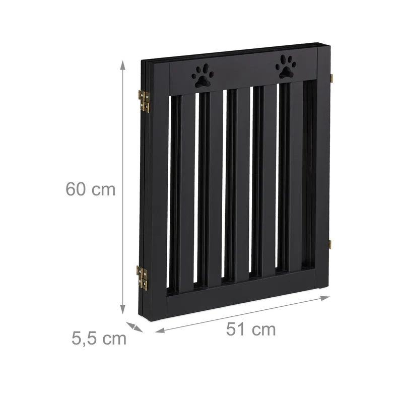 Barrière de sécurité pliable pour chien escalier porte 60 x 153 x 2 cm design joyeux en MDF blanc 13_0015471