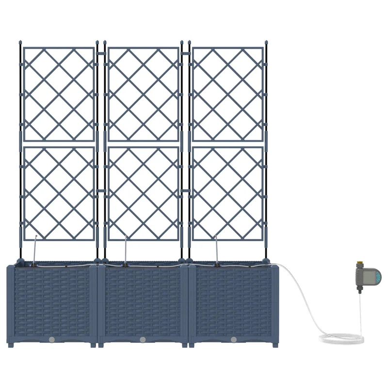 Lot de 2 cache-pots de jardin modernes 80 x 40 x 143 cm durables en acier gris 02_0058559