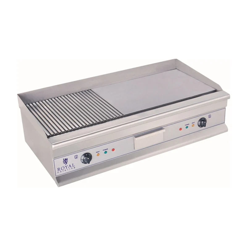 Plancha électrique nervurée - 100cm - 2 x 3.2kW acier inox professionnel 3614047