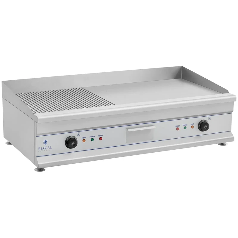 Plancha électrique nervurée - 100cm - 2 x 3.2kW acier inox professionnel 3614047