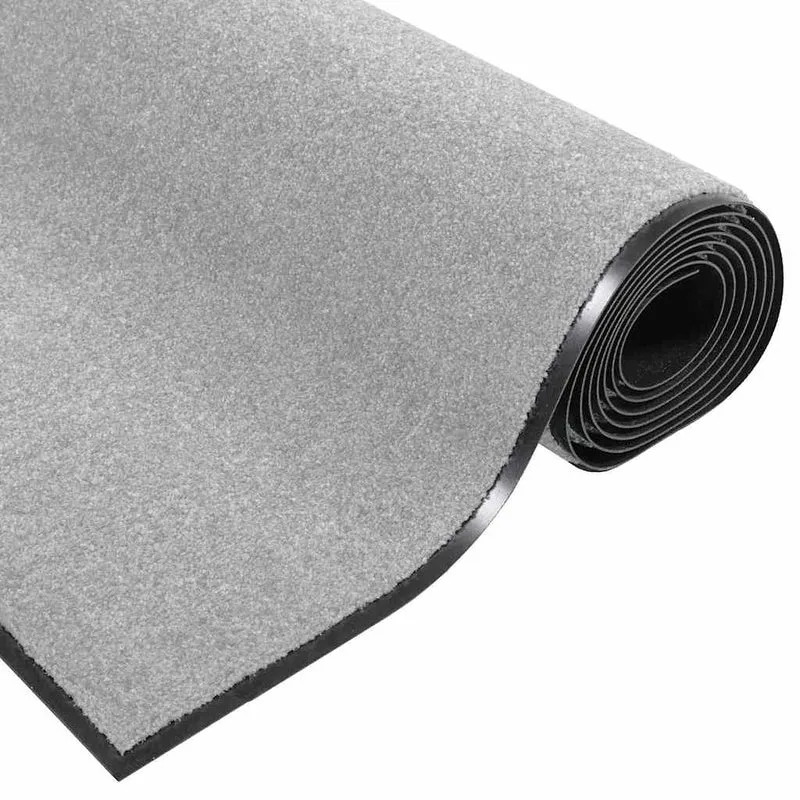 Tapis d'entrée rectangulaire moderne 90 x 150 cm anti-salissures ambiance cosy en polyamide gris 02_0057973