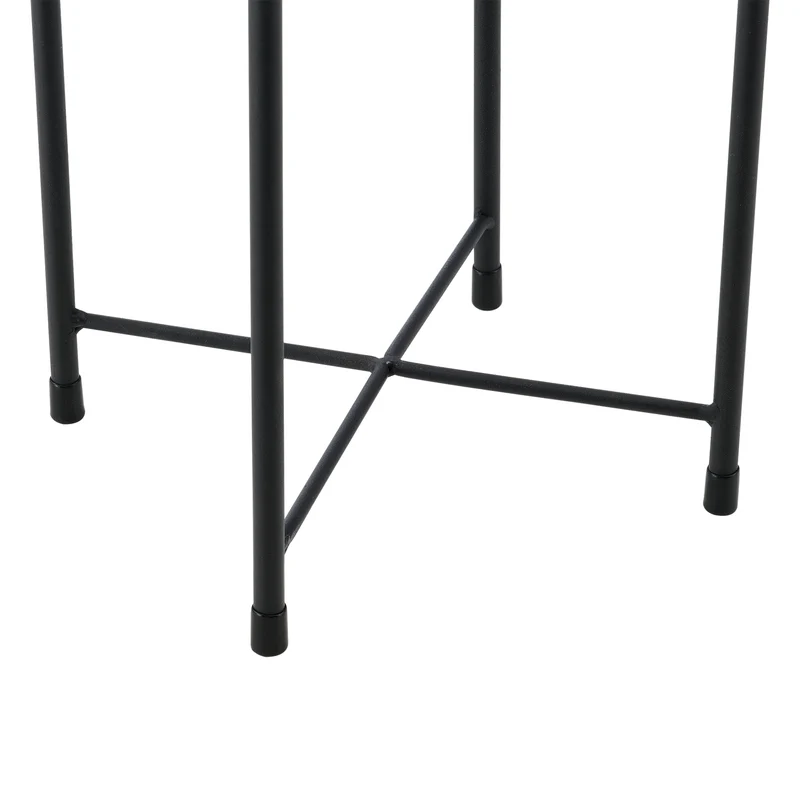 Set de 2 supports de plante ensemble cache-pot pot de fleur bac à fleurs vase métal tailles différentes noir doré 03_0006047