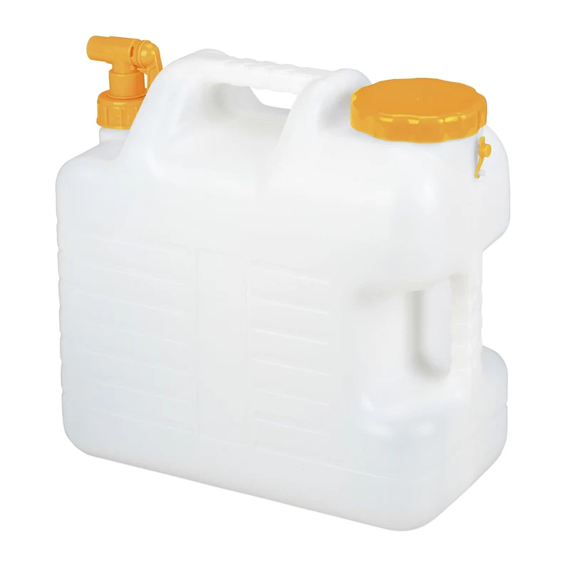 Bidon d'eau douce portable camping 38 x 22 x 39 cm avec robinet rotatif pratique en plastique blanc 13_0010602