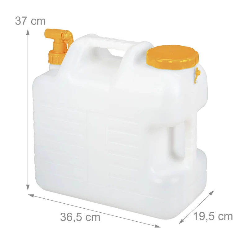 Bidon d'eau douce portable camping 38 x 22 x 39 cm avec robinet rotatif pratique en plastique blanc 13_0010602