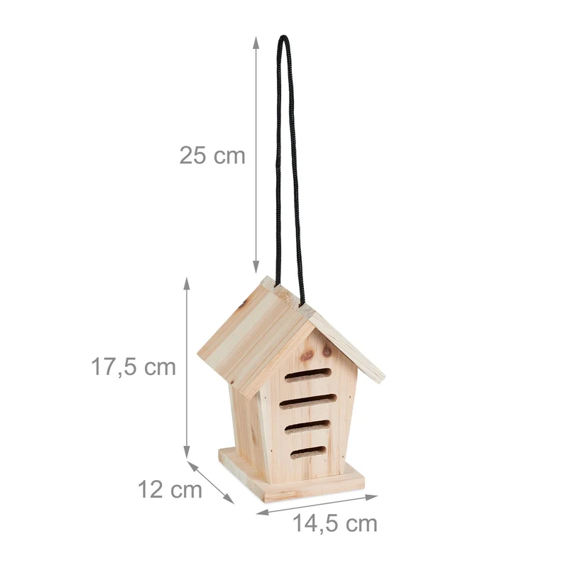 Lot de 2 hôtels à insectes suspendus pour le jardin observatoire 27 x 15 x 15 cm en bois de sapin naturel 13_0015266