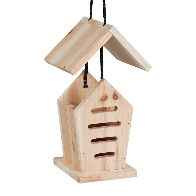 Lot de 2 hôtels à insectes suspendus pour le jardin observatoire 27 x 15 x 15 cm en bois de sapin naturel 13_0015266