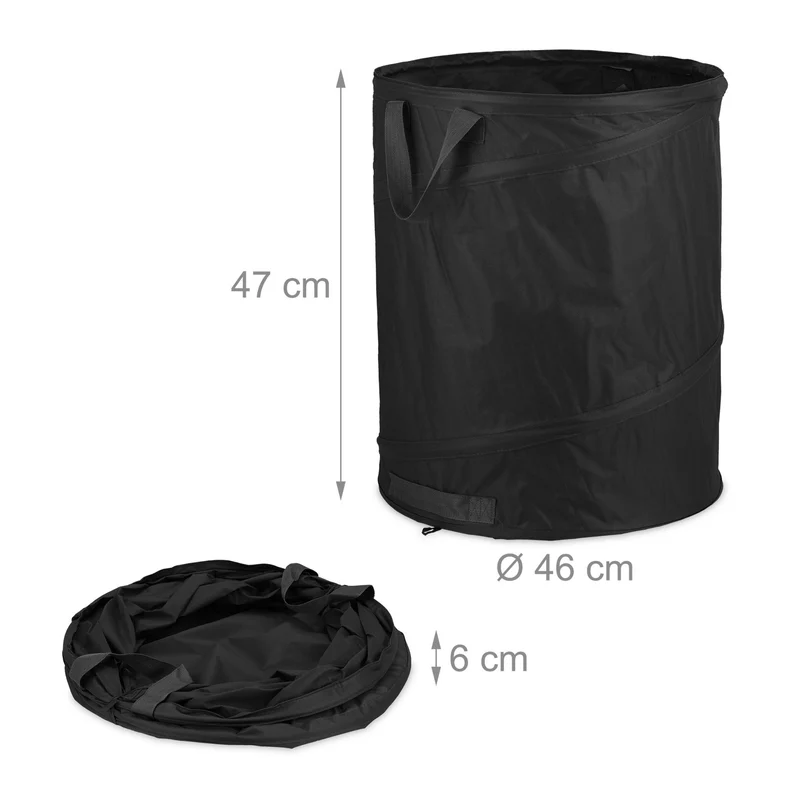 Lot de 3 sacs de jardin pop-up 85L polyvalents pour déchets verts en polyester noir 13_0011626