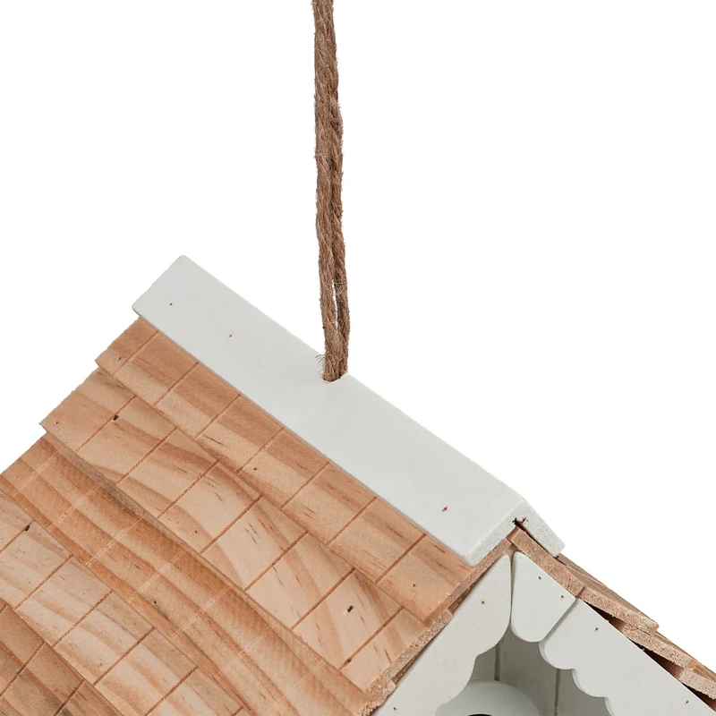 Cabane à oiseaux décorative rustique design campagnard 20 x 15 x 10 cm pour jardin balcon terrasse en bois naturel 13_0013640