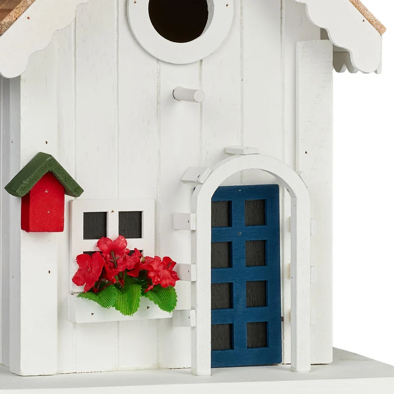 Cabane à oiseaux décorative rustique design campagnard 20 x 15 x 10 cm pour jardin balcon terrasse en bois naturel 13_0013640