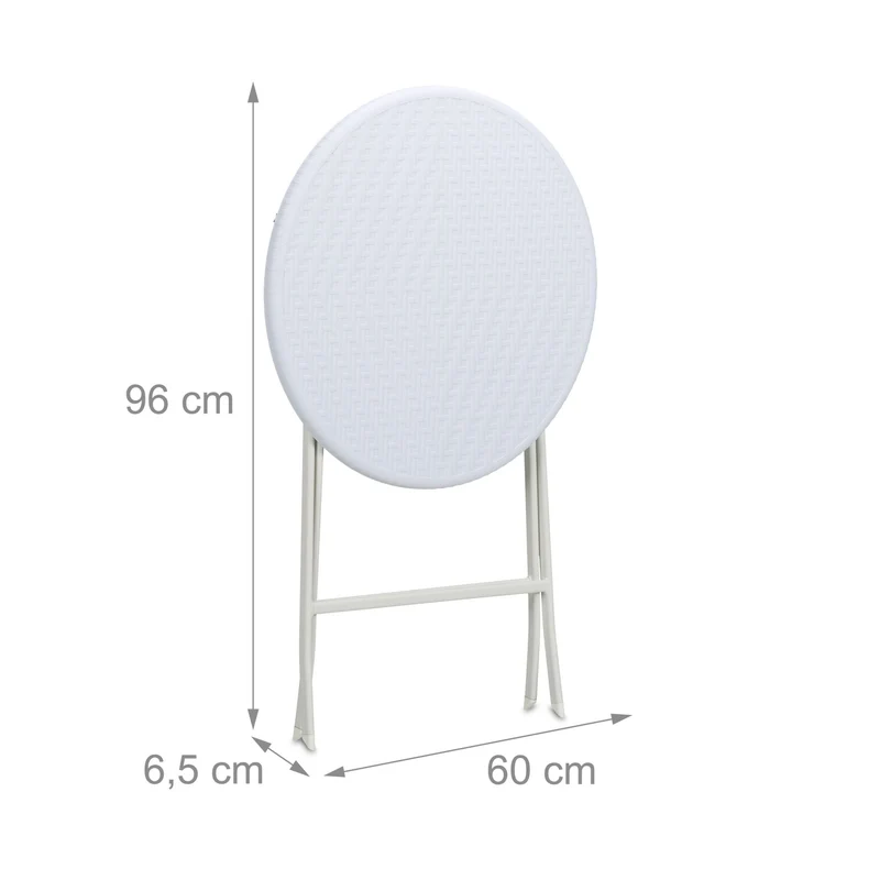Table de jardin ronde pliante 75 x 60 cm pour 4 personnes jardin balcon en plastique noir 13_0015764
