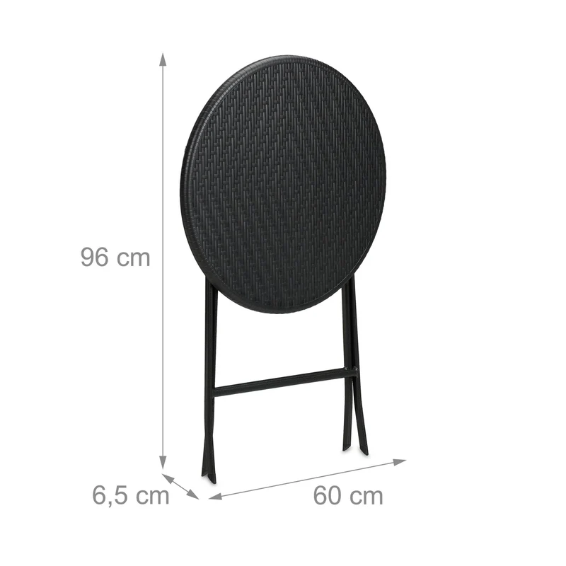 Table de jardin ronde pliable 75 x 60 cm pratique et moderne en plastique gris 13_0015763