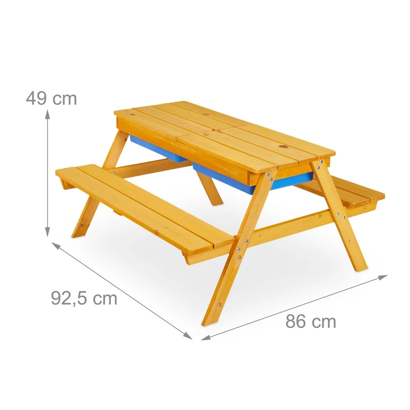 Ensemble de table et bancs design enfants extérieur 120 x 60 x 50 cm avec parasol ajustable en bois blanc 13_0011573