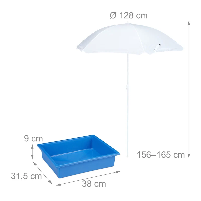 Ensemble de table et bancs design enfants extérieur 120 x 60 x 50 cm avec parasol ajustable en bois blanc 13_0011573