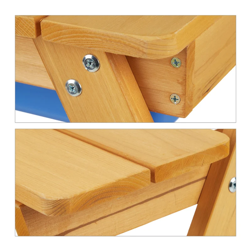 Ensemble de table et bancs design enfants extérieur 120 x 60 x 50 cm avec parasol ajustable en bois blanc 13_0011573