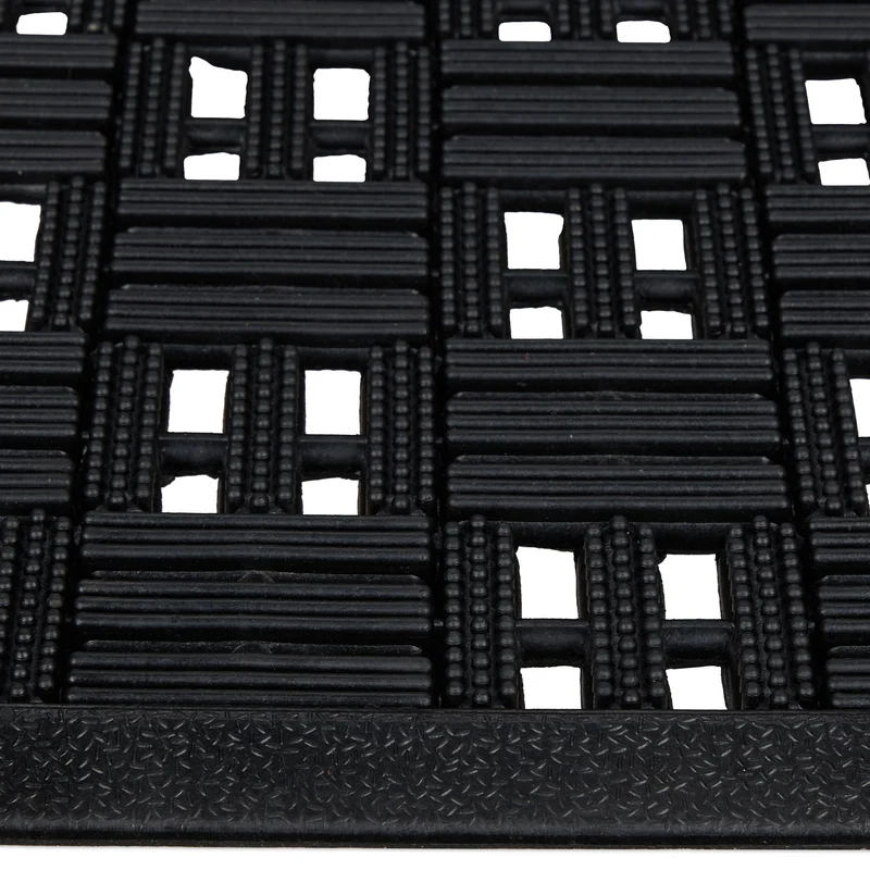 Lot de 2 paillassons d'entrée antidérapants pratiques extérieur intérieur 40 x 60 cm en caoutchouc noir 13_0010992