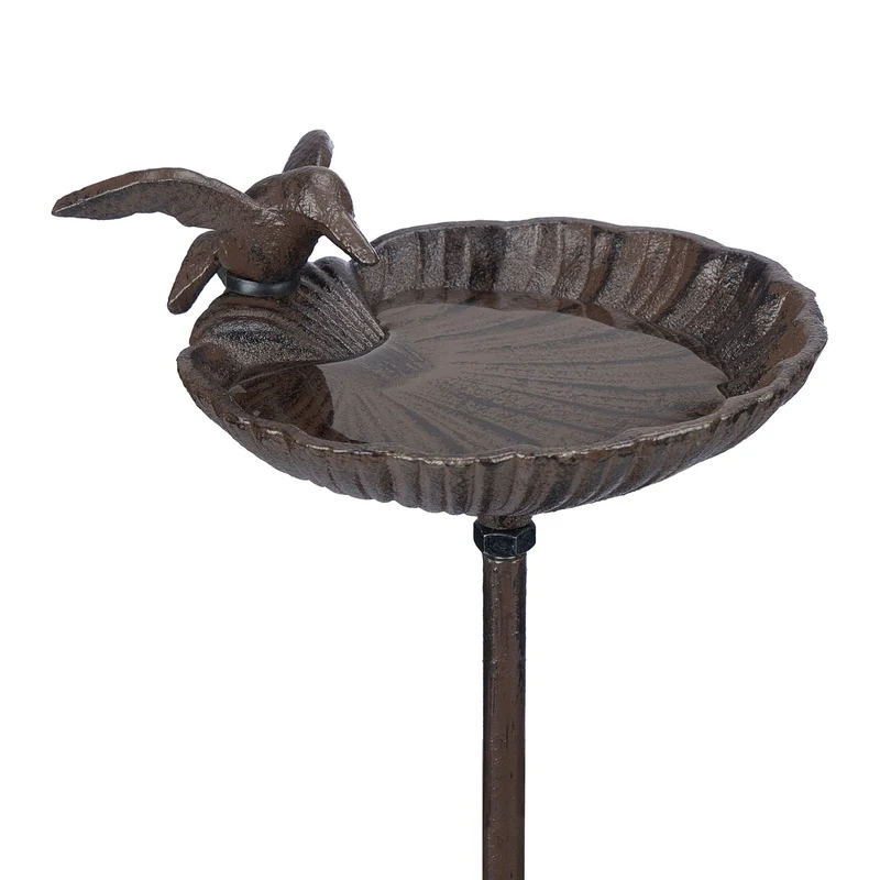 Abreuvoir à oiseaux sur pied design baroque jardin 30 x 30 x 120 cm en fonte noir 13_0011625
