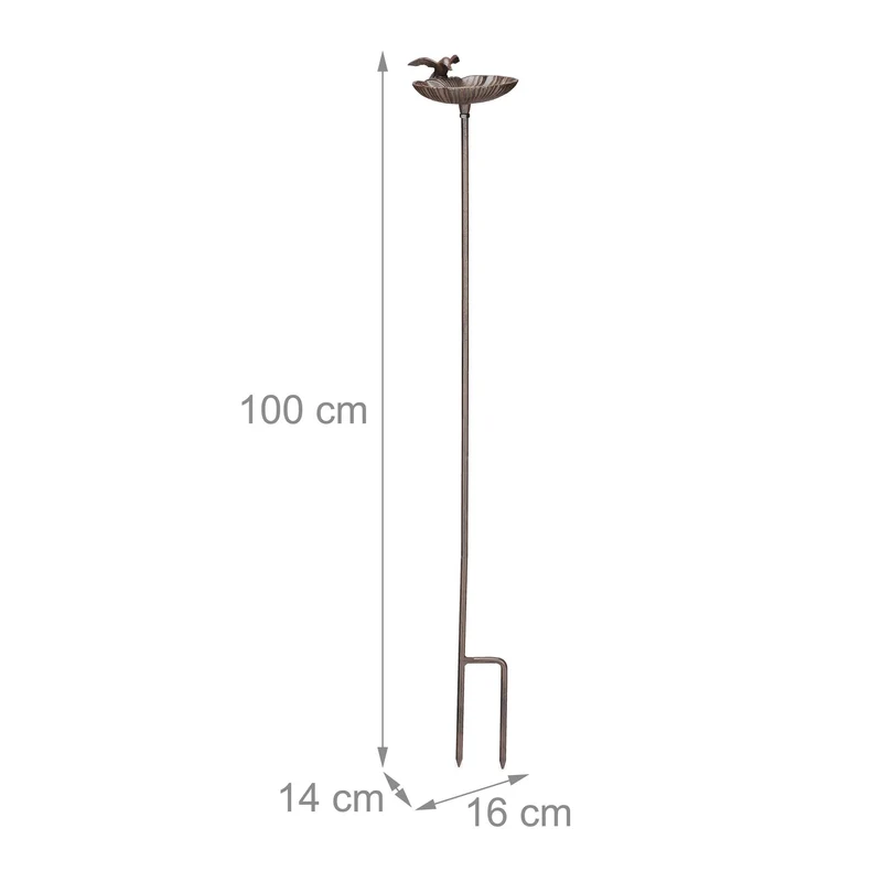 Abreuvoir à oiseaux sur pied design baroque jardin 30 x 30 x 120 cm en fonte noir 13_0011625