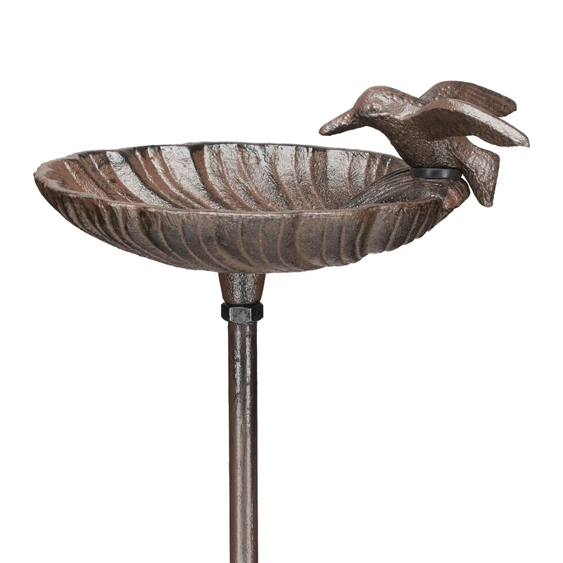 Abreuvoir à oiseaux sur pied design baroque jardin 30 x 30 x 120 cm en fonte noir 13_0011625