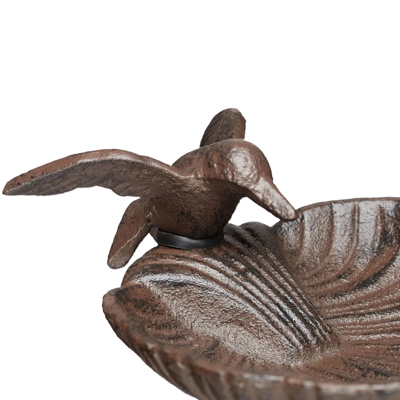 Abreuvoir à oiseaux sur pied design baroque jardin 30 x 30 x 120 cm en fonte noir 13_0011625