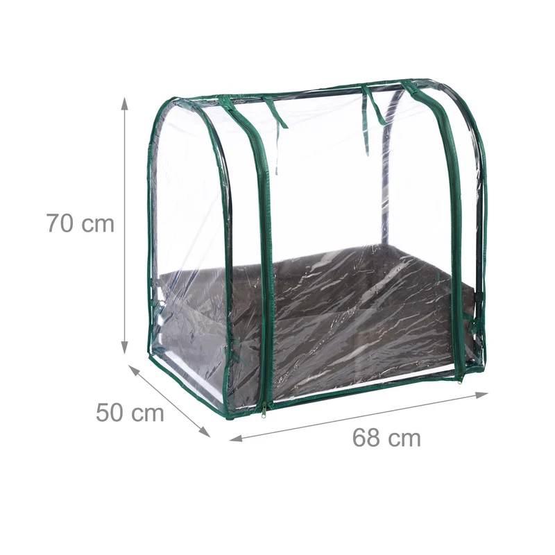 Mini serre de balcon avec sac de plantation 120 x 60 x 60 cm pour jeunes plantes ambiance cosy en PVC transparent 13_0015707
