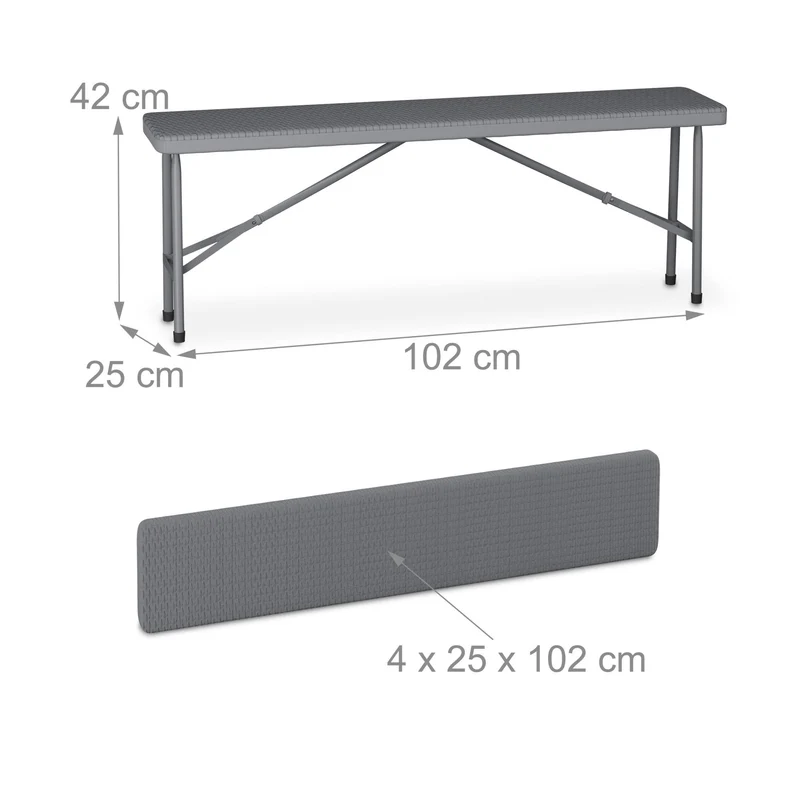 Lot de 1 table pliante et 2 bancs pour jardin extérieur 73 x 120 x 61 cm design rustique en acier noir 13_0015822
