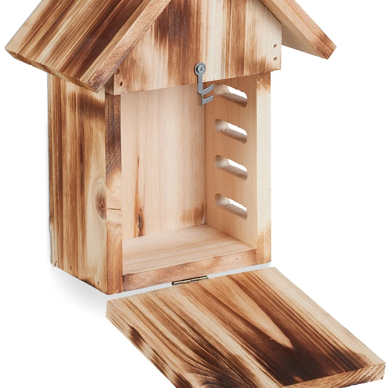 Hôtel à insectes coccinelles abri suspendu jardin ou balcon ouverture facile style naturel en bois marron 13_0015263