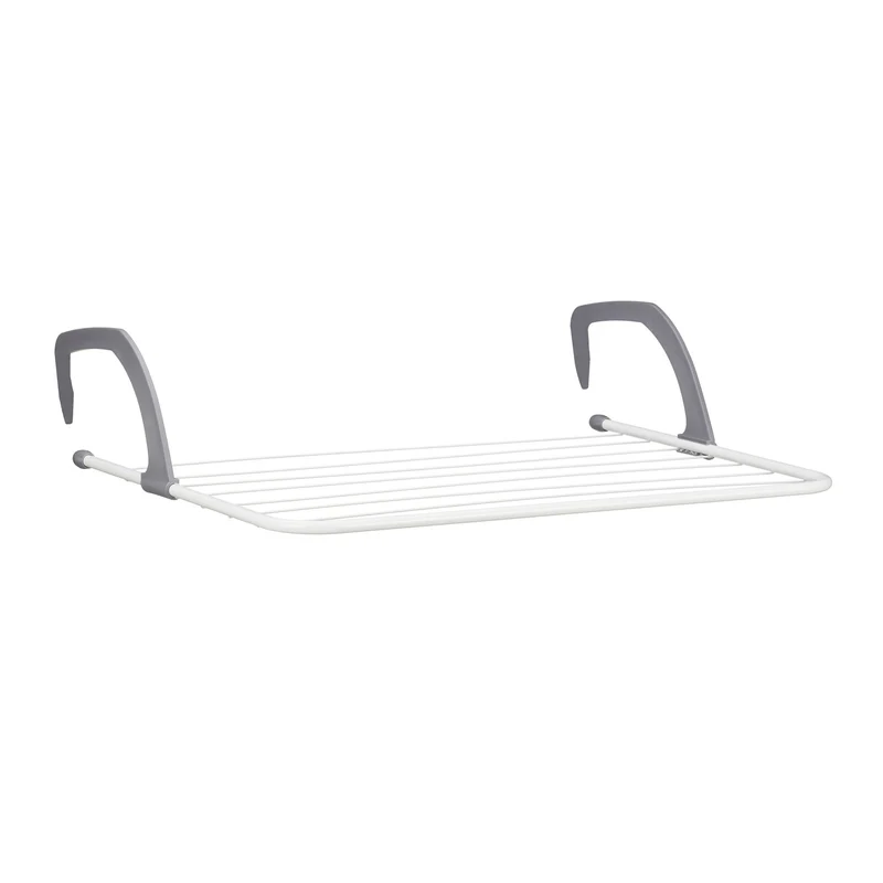 Mini-étendoir à linge pour balcon intérieur 63 x 48 cm transportable finition design en acier blanc 13_0012479
