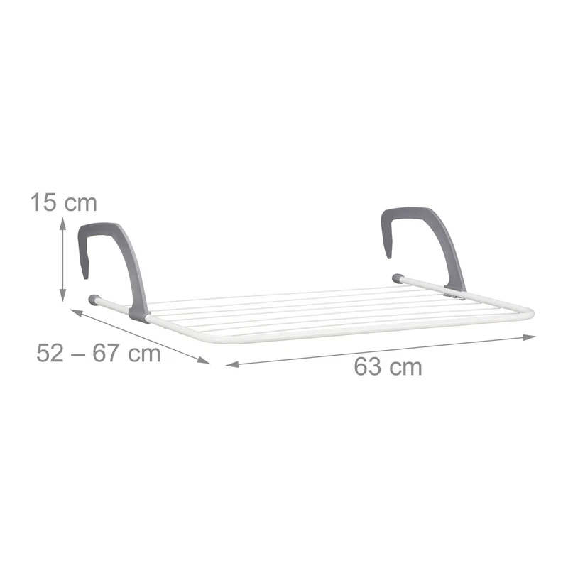Mini-étendoir à linge pour balcon intérieur 63 x 48 cm transportable finition design en acier blanc 13_0012479