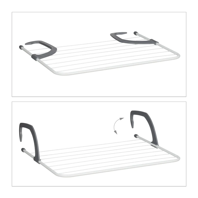 Mini-étendoir à linge pour balcon intérieur 63 x 48 cm transportable finition design en acier blanc 13_0012479