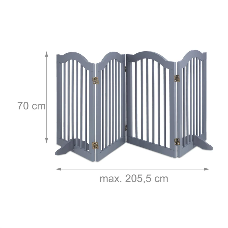 Barrière de sécurité pliable pour animaux 70 x 100 cm installation flexible 4 pans en PVC gris 13_0011288