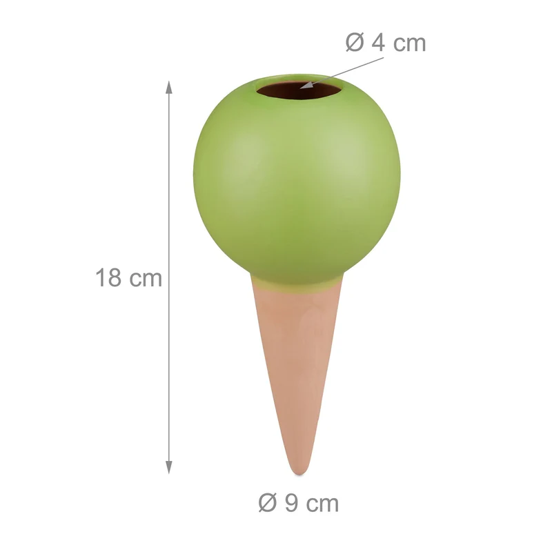 Lot de 4 cônes d'arrosage en argile jardin 18 x 9 cm pour arrosage dosé pratique en céramique terre cuite 13_0010403