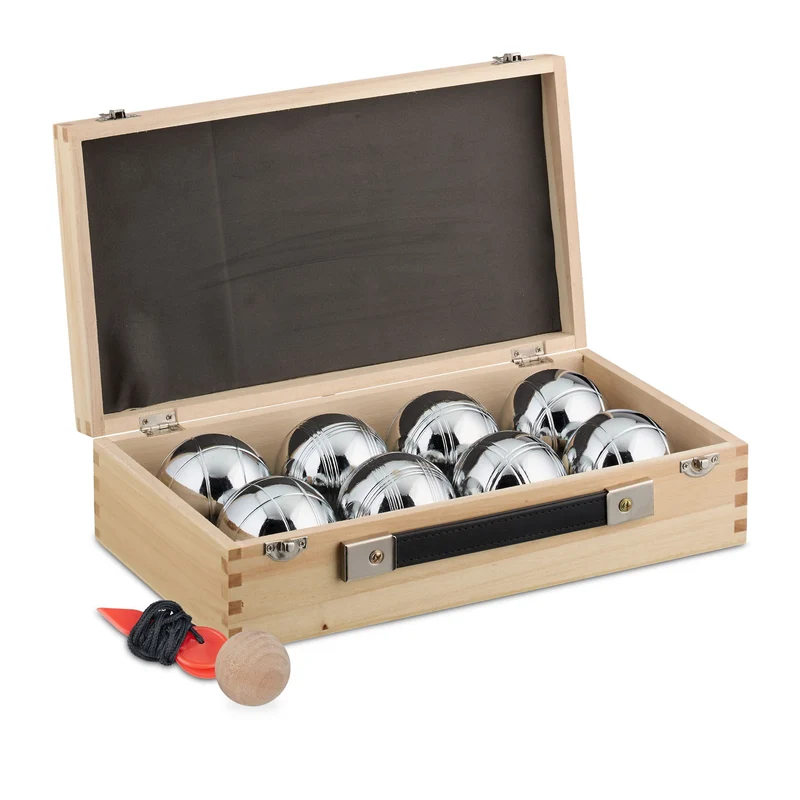 Lot de 8 boules de pétanque en acier pour jeux extérieurs jardin 28 mm rangement pratique en acier gris 13_0015906