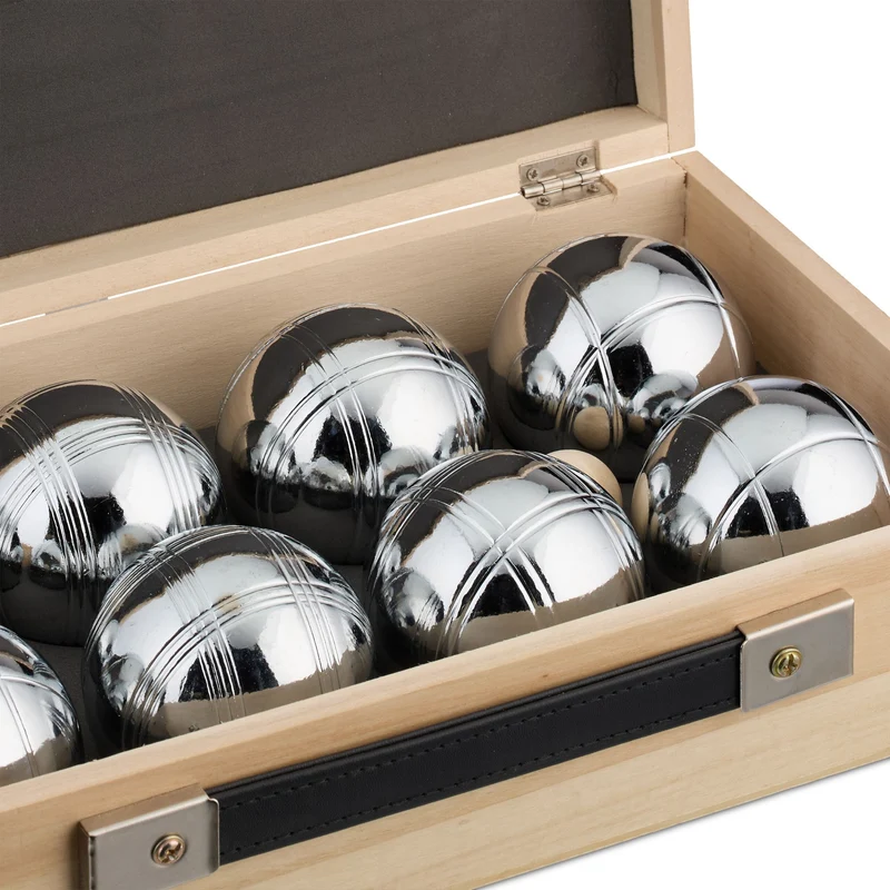 Lot de 8 boules de pétanque en acier pour jeux extérieurs jardin 28 mm rangement pratique en acier gris 13_0015906