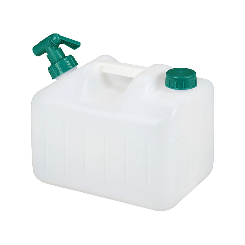 Bidon d'eau douce transportable avec robinet 38 x 22 x 39 cm idéal camping pratique en plastique blanc 13_0010597